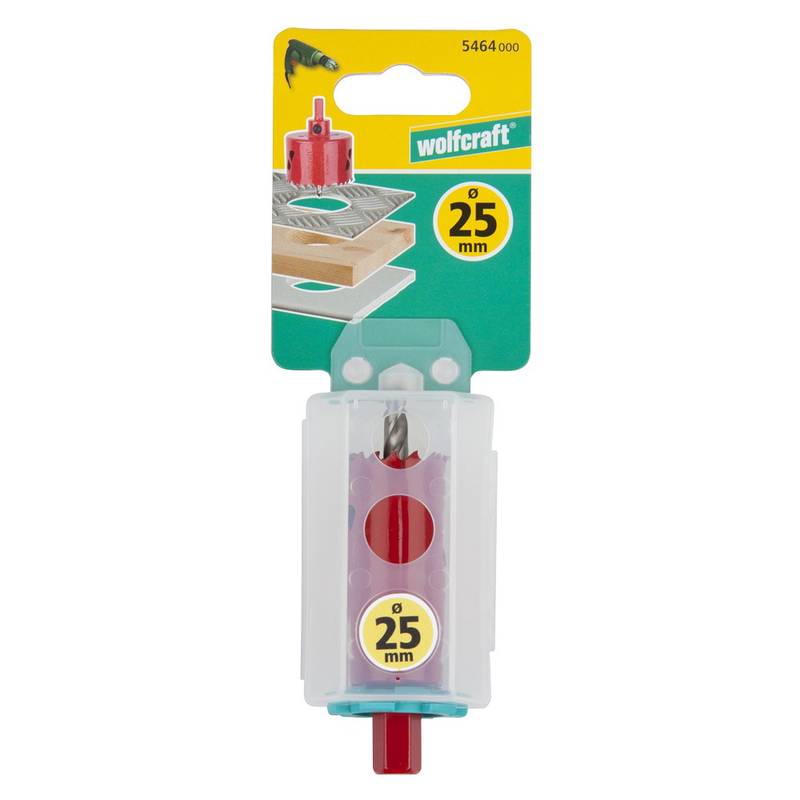 Bi-Metal Hole Saw  Ø 25 mm with hexagon adapter and centring drill, cutting depth 40 mm