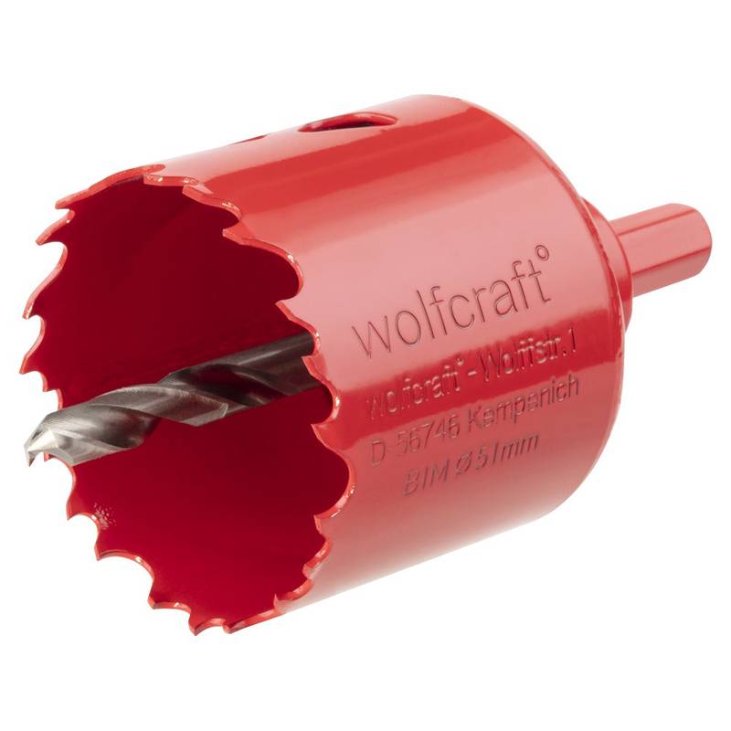 Bi-Metal Hole Saw  Ø 51 mm with hexagon adapter and centring drill, cutting depth 40 mm