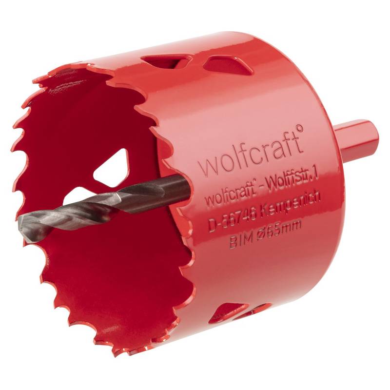 Bi-Metal Hole Saw  Ø 65 mm with hexagon adapter and centring drill, cutting depth 40 mm