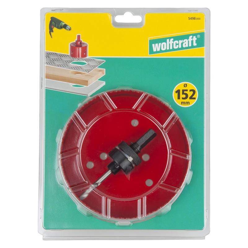 Bi-Metal Hole Saw  Ø 152 mm with hexagon adapter and centring drill, cutting depth 40 mm