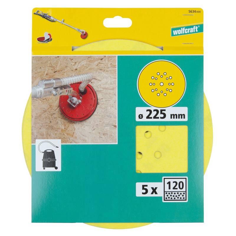 Easy-Fix Sanding Discs for wood, paint/varnish Ø 225 mm K120 5 pcs.
