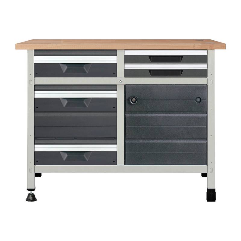 Töölaud "töökõrgus 860 mm, lauaplaat 1130 x 650 mm 2 sahtlit suuruses M, 2 sahtlit suuruses S, 1 sahtel suurues L, 1 kapimoodul"