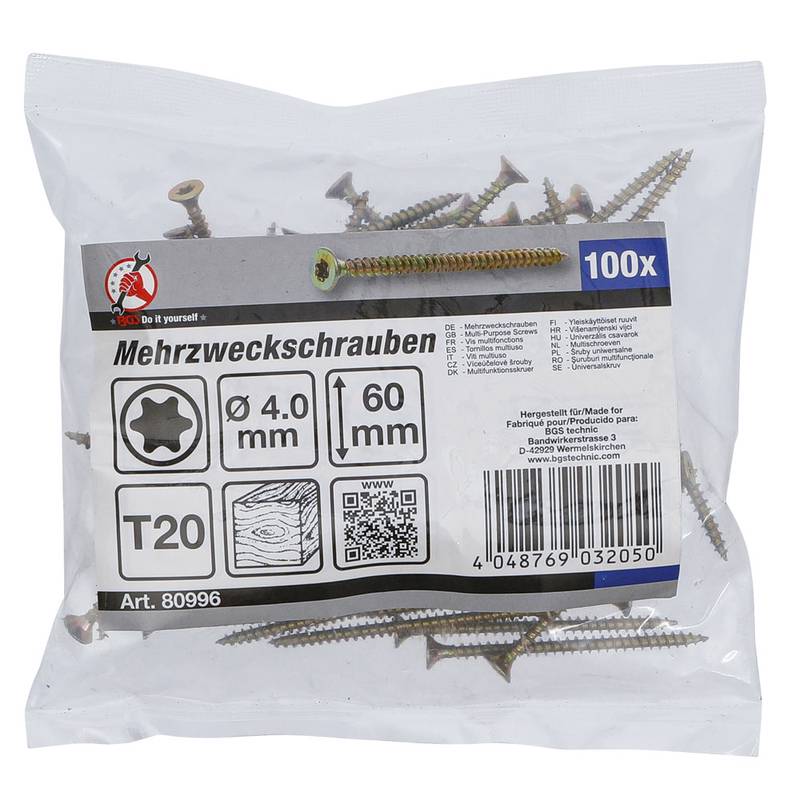 Puidukruvid 4,0x60mm 100 tk. TORX T20 peitpeaga