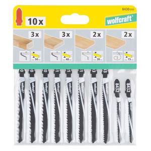 Jigsaw Blade Set 10 Pcs., T-shank, softwood