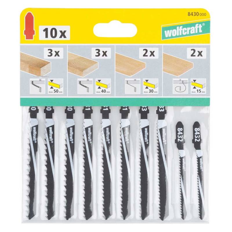 Jigsaw Blade Set 10 Pcs., T-shank, softwood