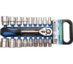 Padrunvõtmete komplekt 1/2" 19 osa 8-32mm ripp-pakendis **
