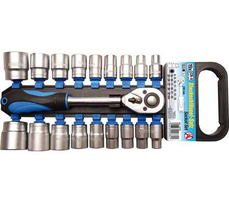 Padrunvõtmete komplekt 1/2" 19 osa 8-32mm ripp-pakendis **