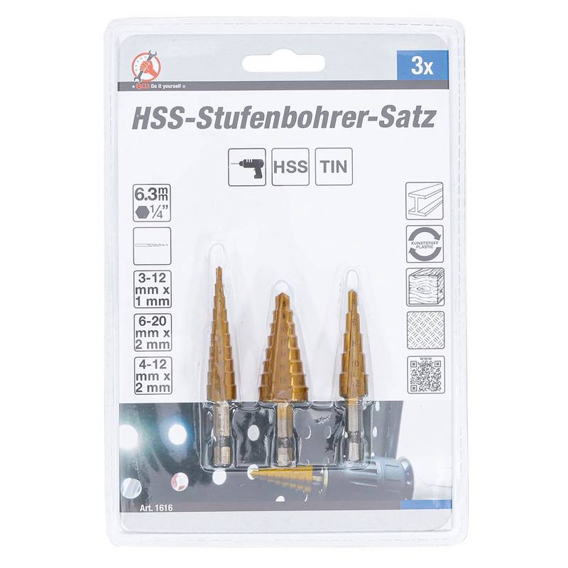 HSS Step Drill Set | 3 - 20 mm | 3 pcs.