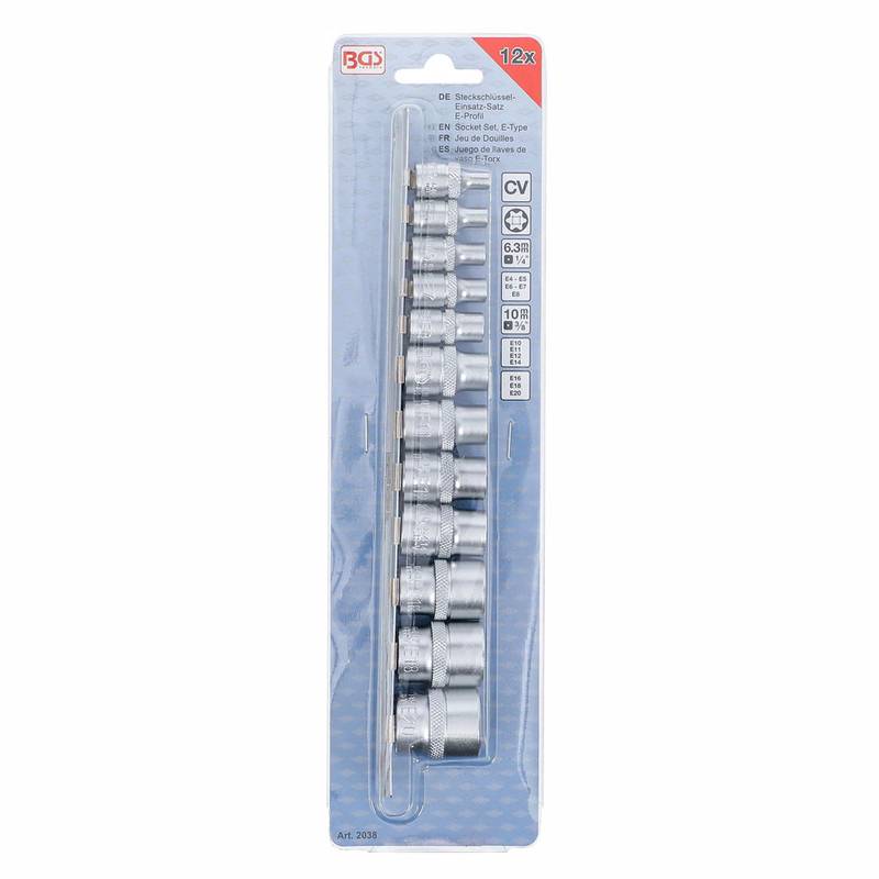 E-padrunvõtmete komplekt 1/4"+3/8" 12osa*