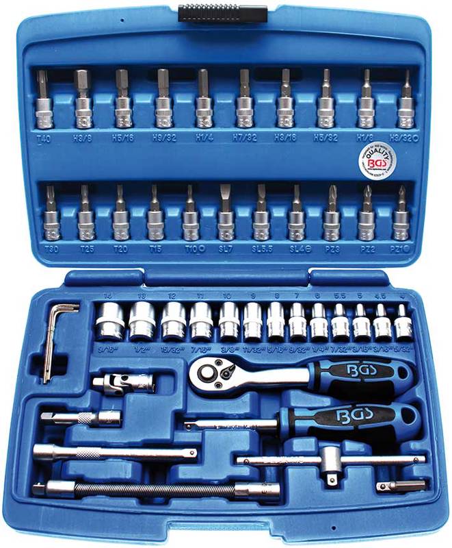 Padrunvõtmete komplekt 1/4" 46 osa tollmõõt **