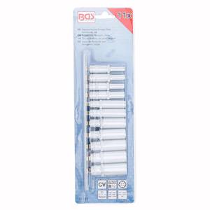 Deep Socket Set, Hex, 1/4", Inch Sizes, 11 pcs