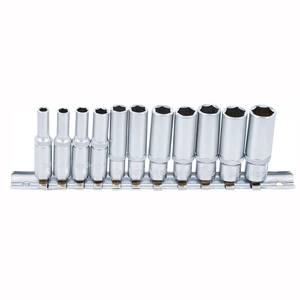Deep Socket Set, Hex, 1/4", Inch Sizes, 11 pcs