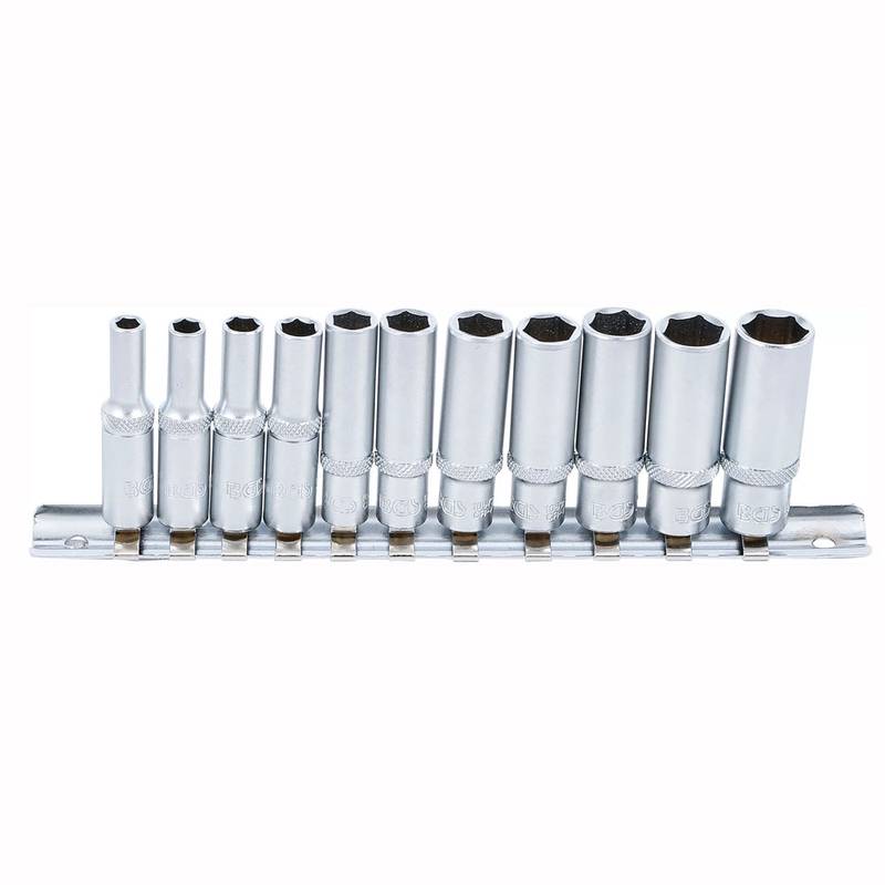 Deep Socket Set, Hex, 1/4", Inch Sizes, 11 pcs