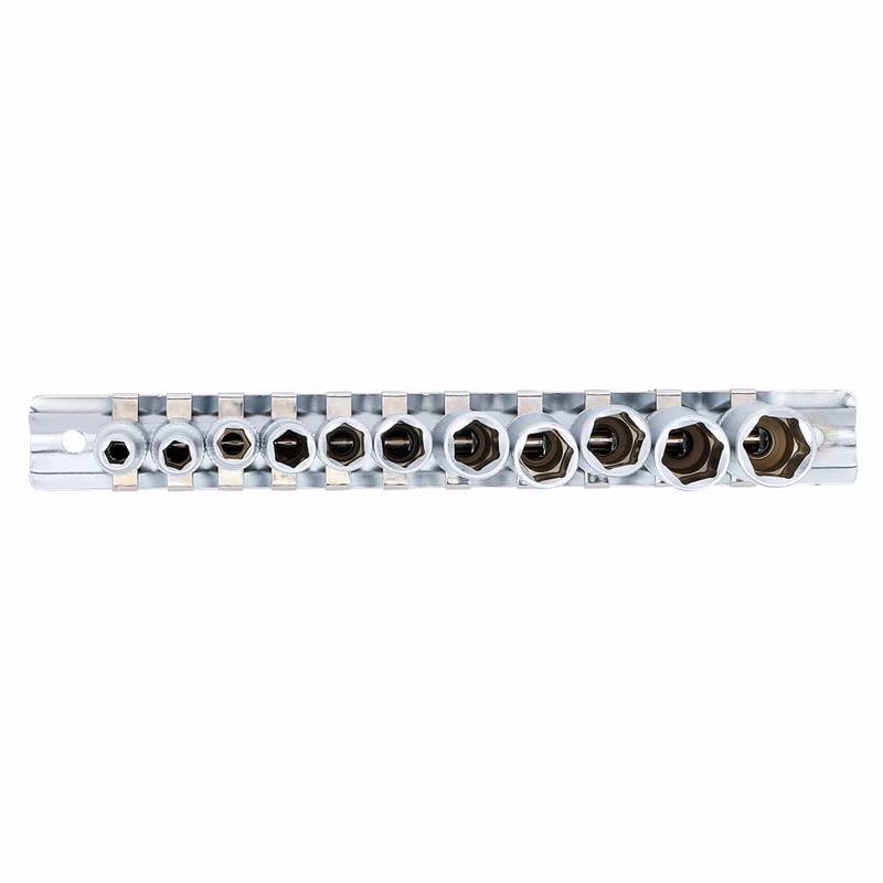 Deep Socket Set, Hex, 1/4", Inch Sizes, 11 pcs