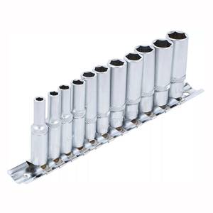 Deep Socket Set, Hex, 1/4", Inch Sizes, 11 pcs