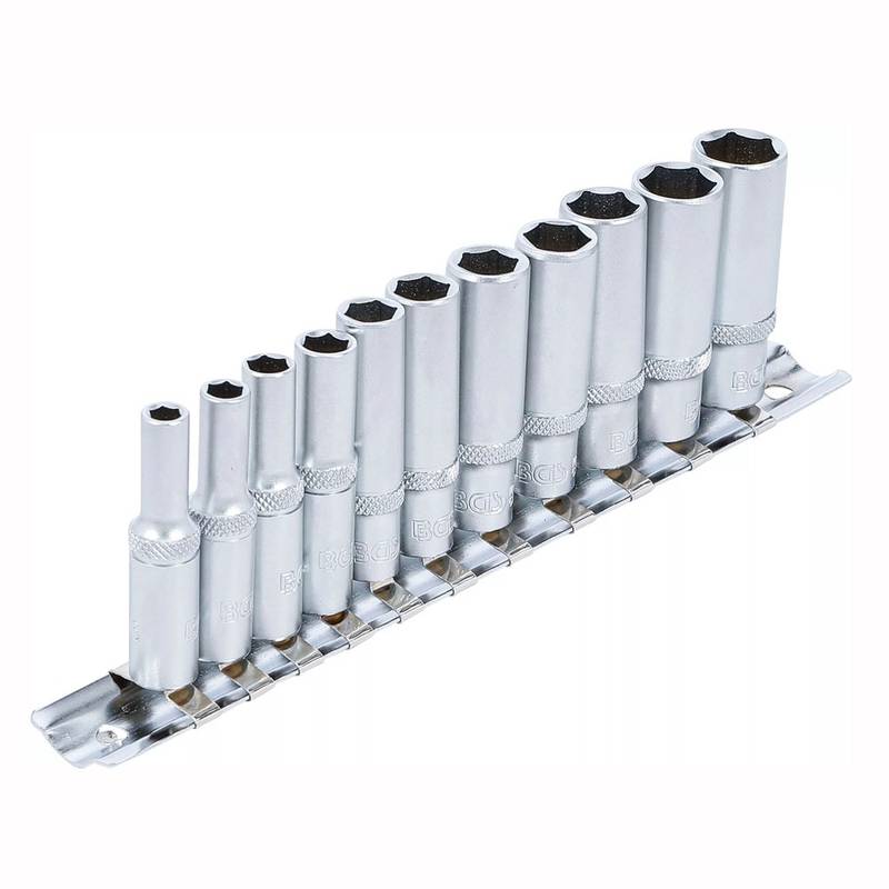 Deep Socket Set, Hex, 1/4", Inch Sizes, 11 pcs
