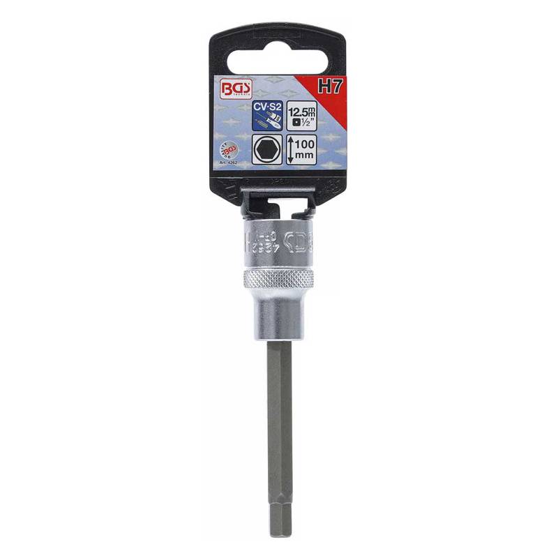 Bit Socket | length 100 mm | 12.5 mm (1/2") Drive | internal Hexagon 7 mm