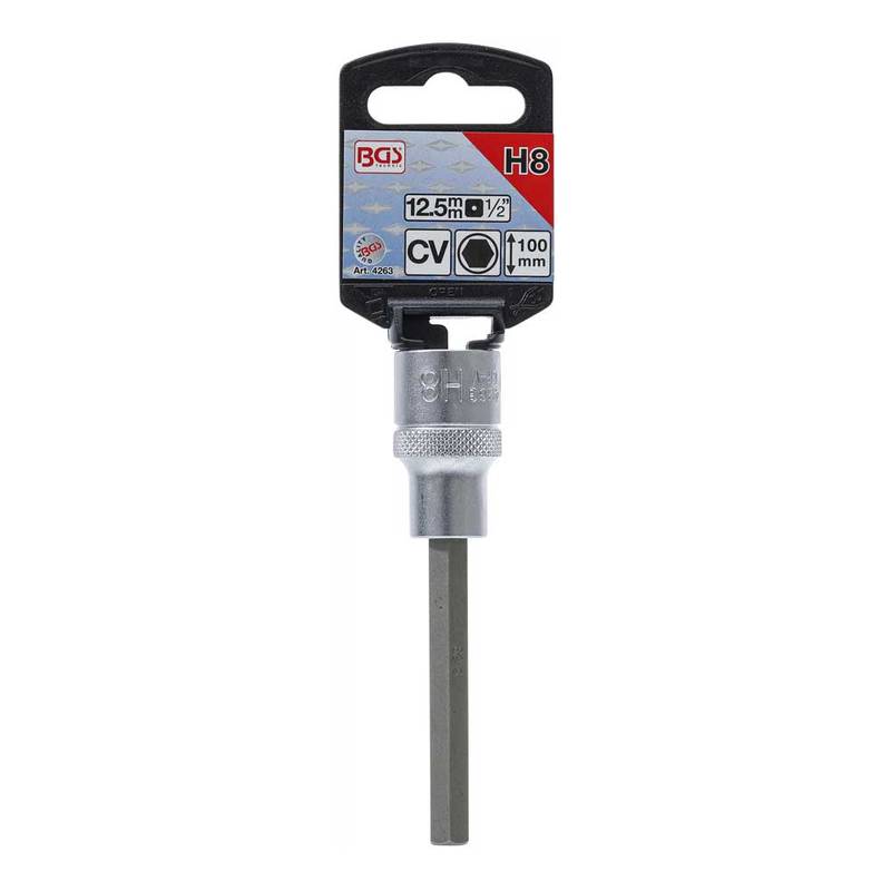 Bit Socket | length 100 mm | 12.5 mm (1/2") Drive | internal Hexagon 8 mm