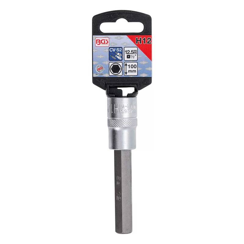Bit Socket | length 100 mm | 12.5 mm (1/2") Drive | internal Hexagon 12 mm