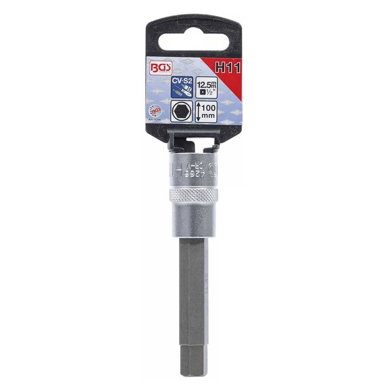 Bit Socket | length 100 mm | 12.5 mm (1/2") Drive | internal Hexagon 11 mm