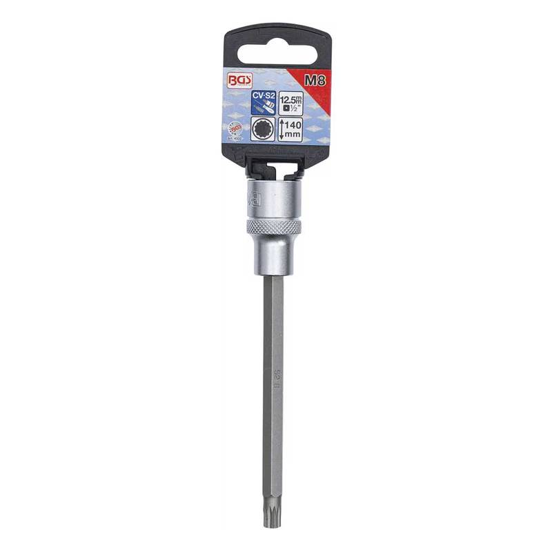 Bit Socket | length 140 mm | 12.5 mm (1/2") Drive | Spline (for XZN) | M8