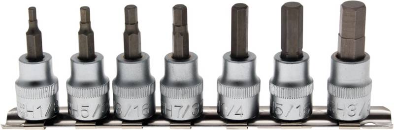 Bit Socket Set | 10 mm (3/8") Drive | internal Hexagon 1/8" - 3/8" | Inch Sizes | 7 pcs.