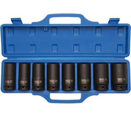 8-piece 3/4" Impact Socket Set, 22-38 mm, extra deep