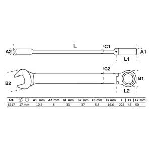 Ratchet Combination Wrench | adjustable | 17 mm