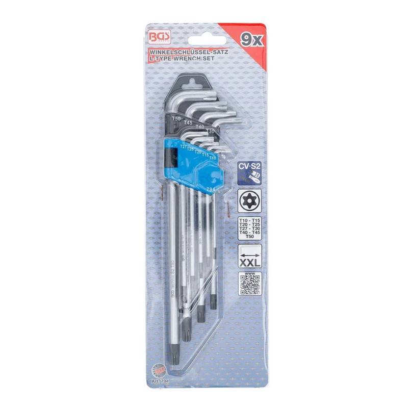 L-Type Wrench Set | extra long | T-Star tamperproof (for Torx) T10 - T50 | 9 pcs.