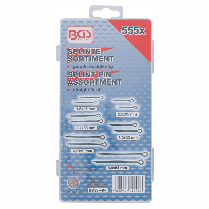 Splint Pin Assortment | Ø 1.6 - 4.0 mm | 555 pcs.