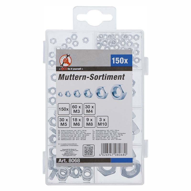 Nut Assortment | M3 - M10 | 150 pcs.