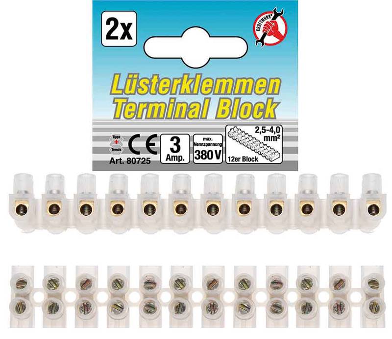 Luster Terminals | 2.5 mm² | 3 Amp. | 2 pcs. | 12 pcs. block