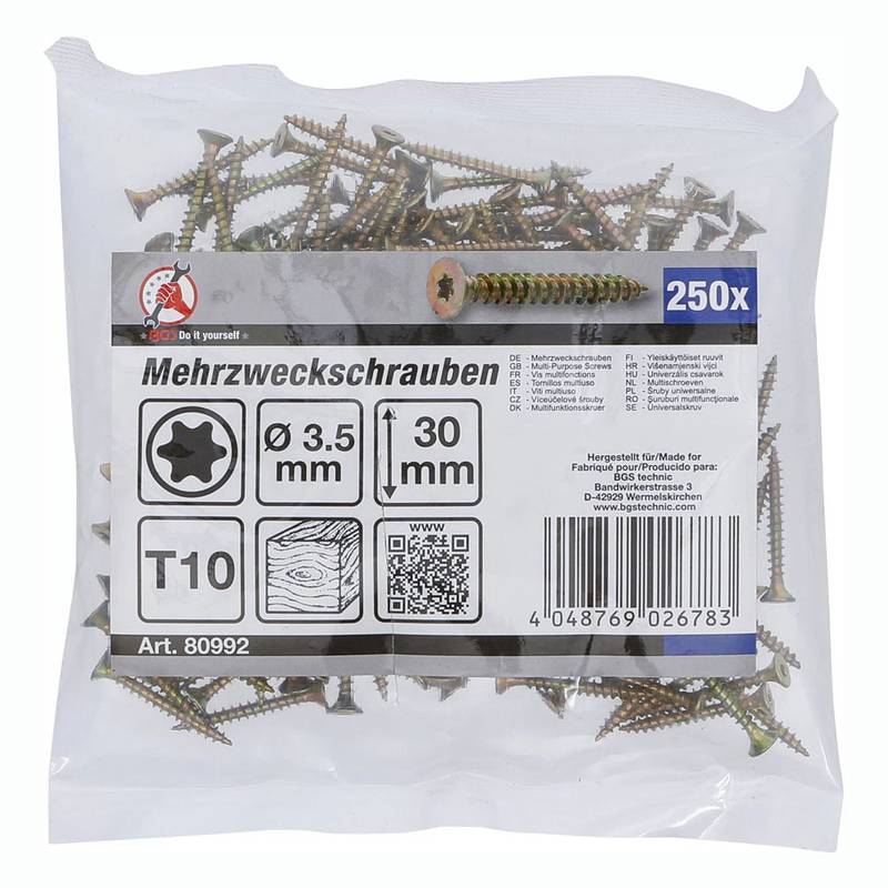 Puidukruvid 3,5x30mm 250 tk. TORX T10 peitpeaga