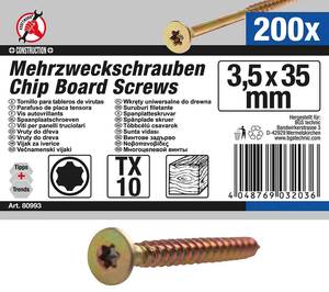 Puidukruvid 3,5x35mm 200 tk. TORX T10 peitpeaga