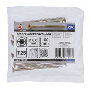 Puidukruvid 6,0x100mm 20 tk. TORX T25 peitpeaga