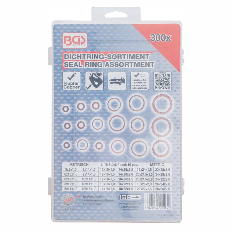 Seal Ring Assortment | Copper | 300 pcs.