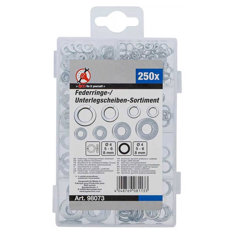 Seibide / vedruseibide komplekt Ø 4 - 8 mm 250 osa