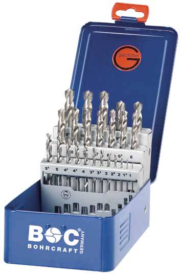 HSS-G DIN 338 fully-ground type N in BC-Metal-Box25-pcs. 1,0 - 13,0 x 0,5 mm inc. / MG 13