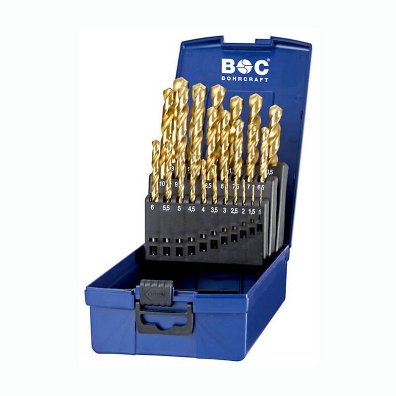 HSS-TiN DIN 338 titanium type N in BC-Metal-Box25-pcs. 1,0 - 13,0 x 0,5 mm inc. / MT 13