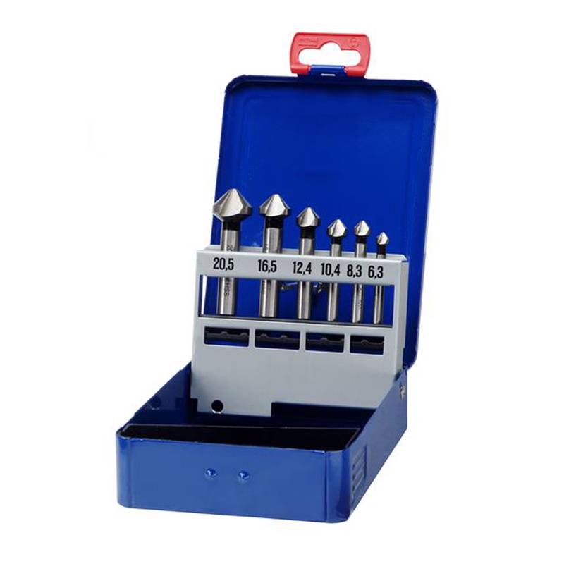 Countersink HSS-E DIN 335 C round-shank in Metal-Box6-pcs. 6,3-8,3-10,4-12,4-16,5-20,5 mm / KS 6 Co