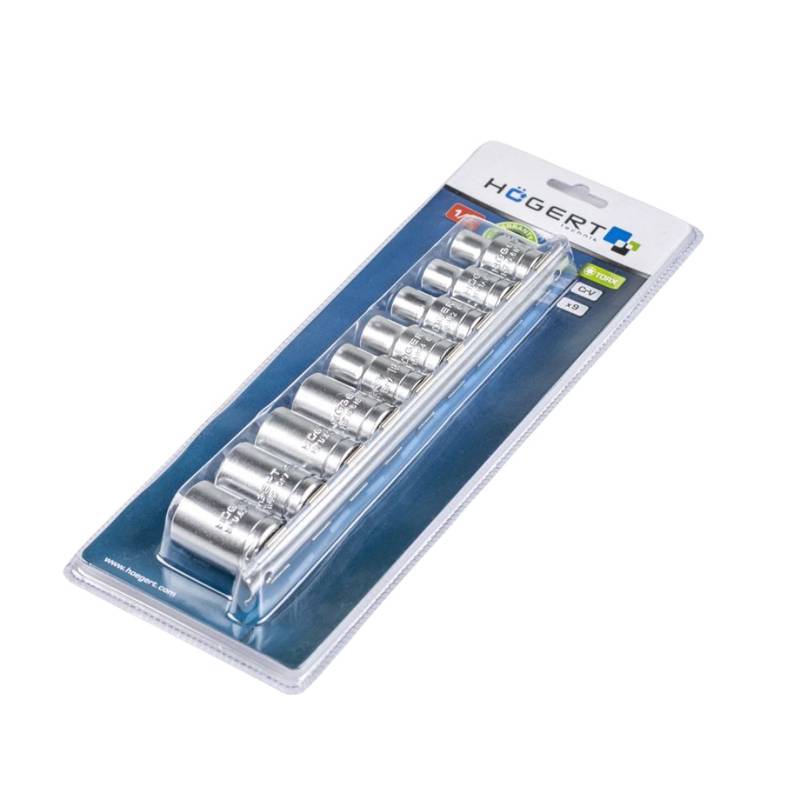Torx padrunvõtmete komplekt, 1/2″, 9-osaline, CrV50BV30