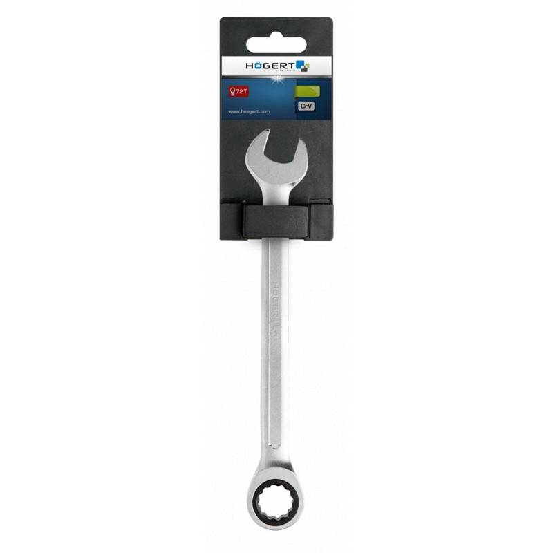 Combination ratchet spanner, CrV steel, 30 mm, 72T