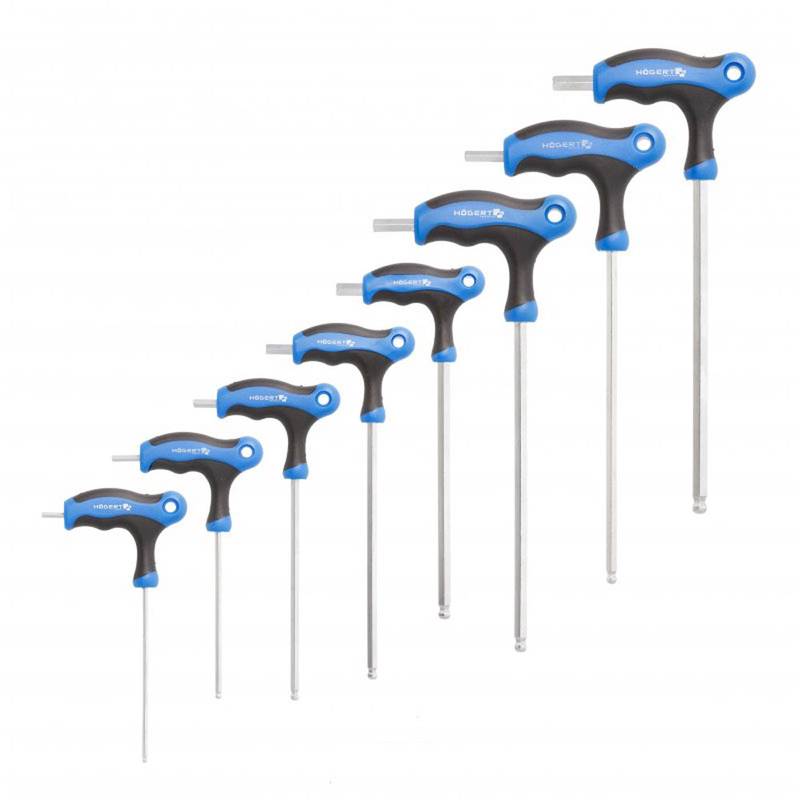 Hexagonal wrench set type-T with ball, long 8 pcs