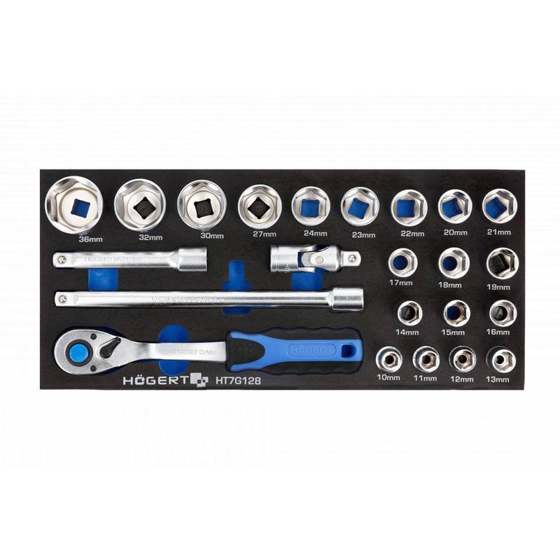 Sockets set with ratchet handle