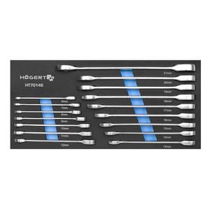 Combination ratchet spanner, set 16 pcs, technical foam