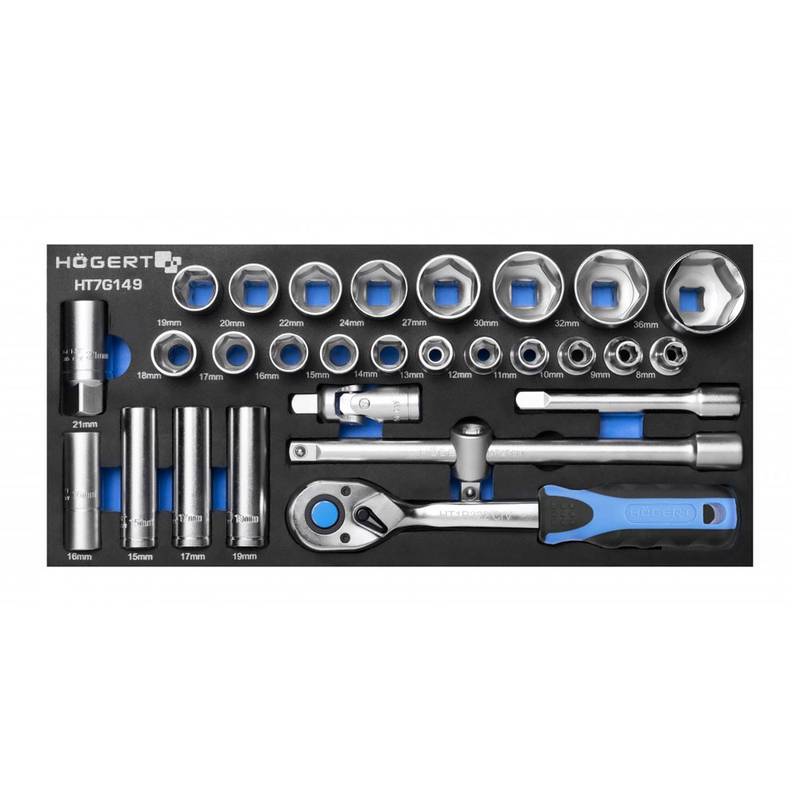 Sockets set with ratchet handle