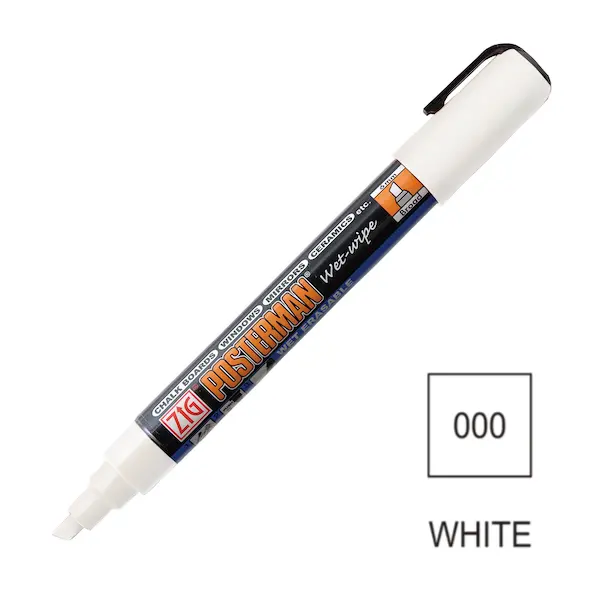 Marker POSTERMAN WET-WIPE lapik 6 mm - Valge