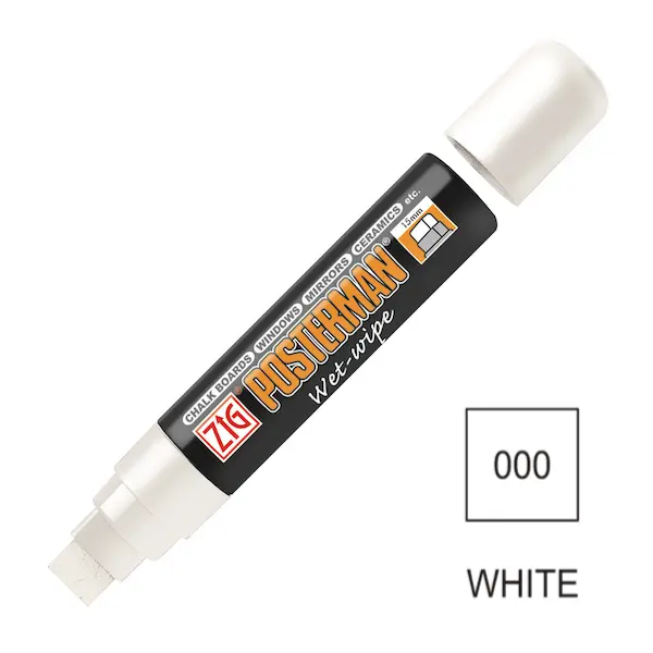 Marker POSTERMAN WET-WIPE lapik 15 mm - Valge