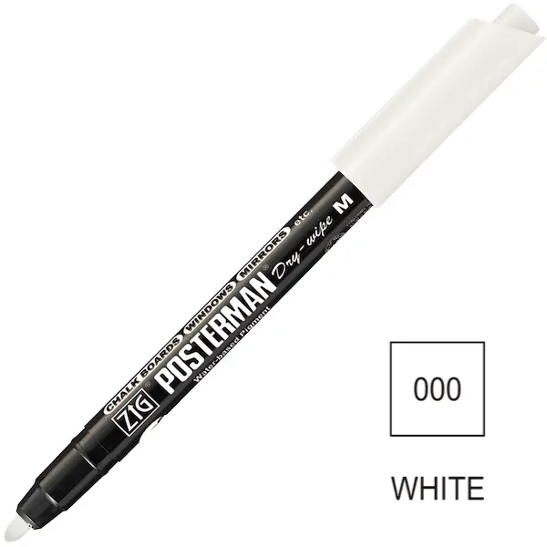 Marker POSTERMAN Dry-Wipe M 1,2 mm - Valge