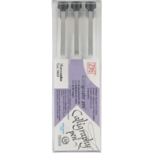 Tindipliiats CALLIGRAPHY PEN viltuse otsaga KOMPLEKT - Must